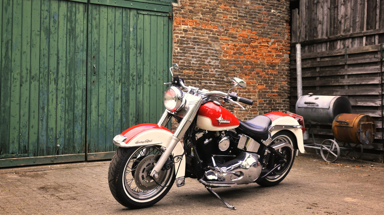 Harley-Davidson Softail parked driveway