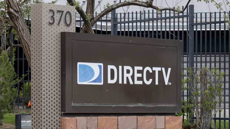 DirecTV corporate logo sign