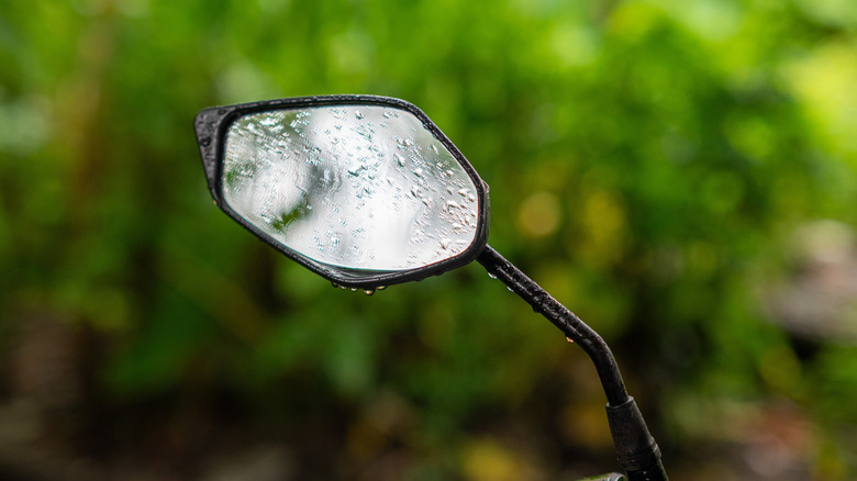 Angular motorcycle mirror