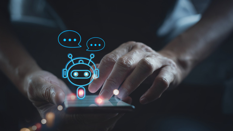 Chat bot illustration over smartphone