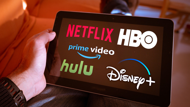 streaming service logos on tablet