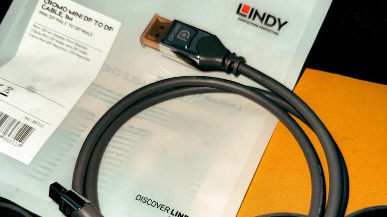 Mini DisplayPort to DisplayPort cable in a package