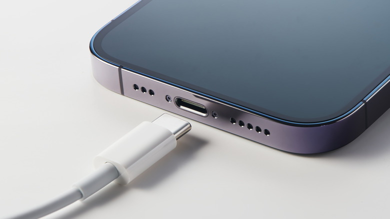 Phone plugged into cable