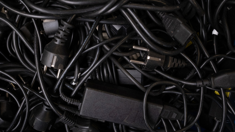 Pile of random charging cables