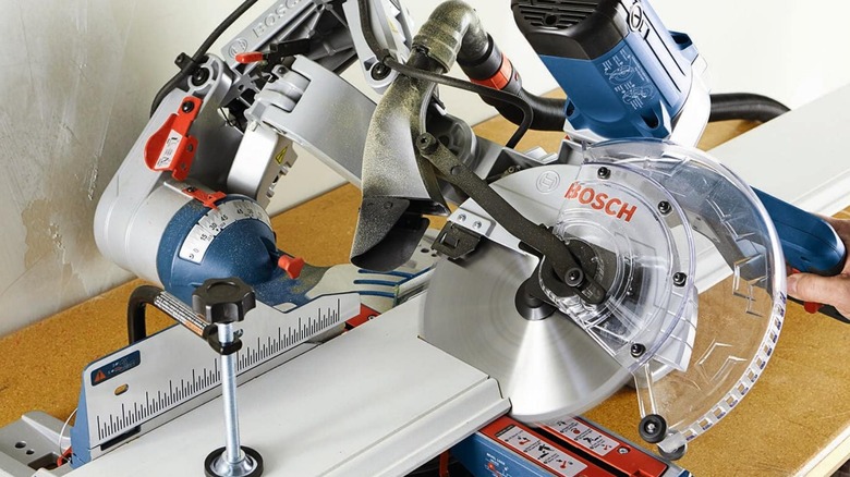 Bosch Miter Saw cutting trim