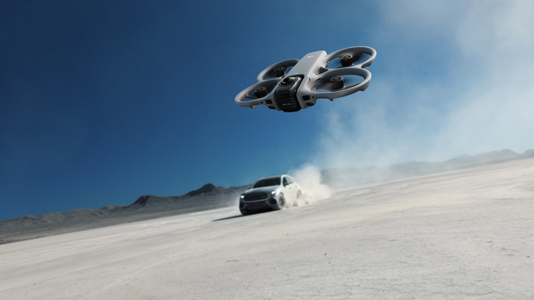 DJI drone capturing car drifting