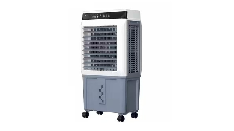 A portable evaporative air cooler