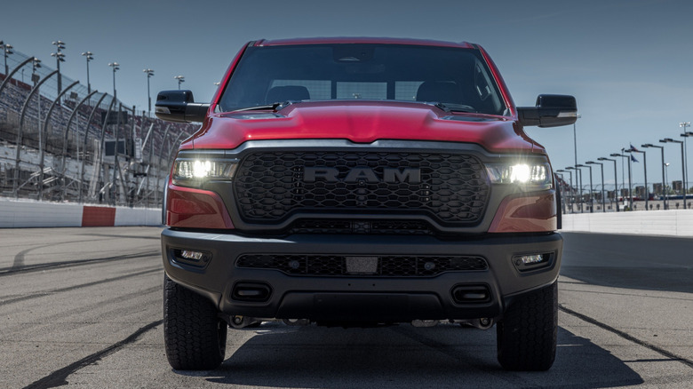 Ram 1500 Hemi on racing circuit, front-view