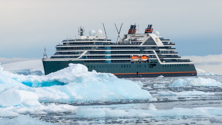 A cruise ship in icy water