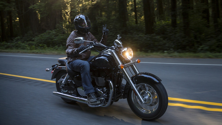Bike cruising on a highway