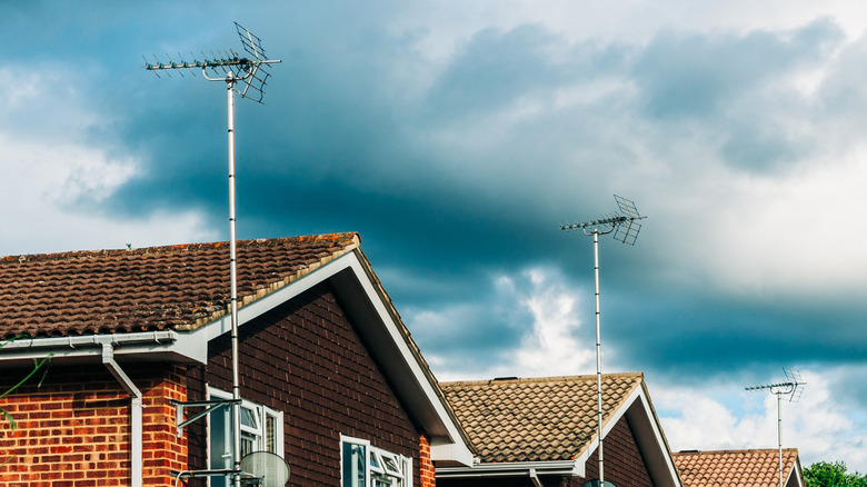 Outdoor aerials on houses