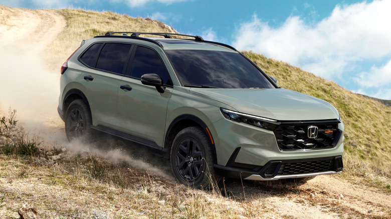 2026 Honda CR-V TrailSport driving down a hill