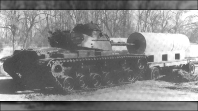 An M60 tank fitted with an experimental silencer