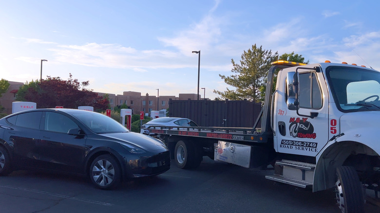 Tesla vehicle about to be towed