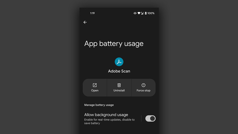 Disabling background usage of an app on Android