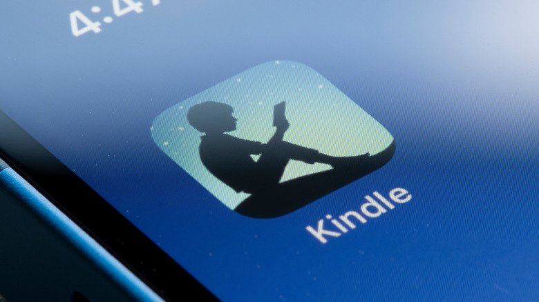 close-up of Kindle icon on an iOS device