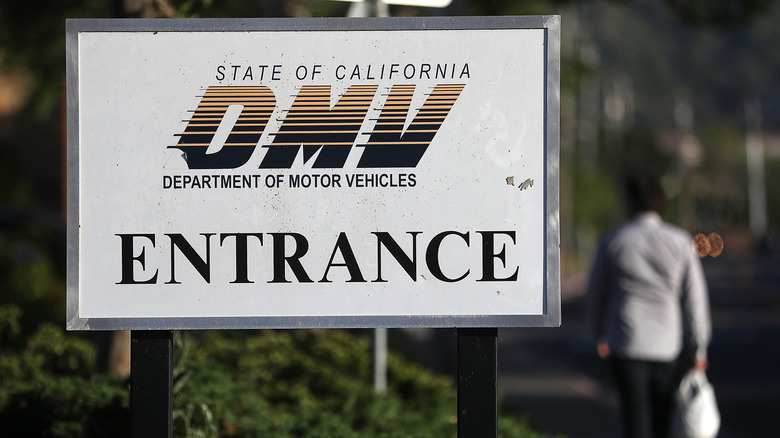 A California DMV sign