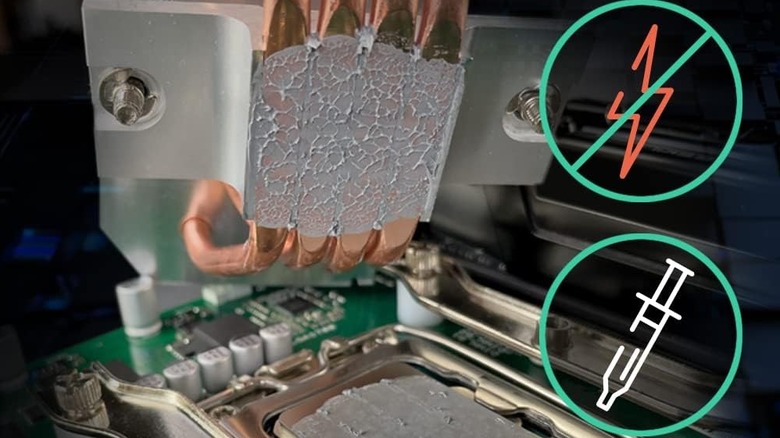 Heat sink being removed from processor showing thermal compound