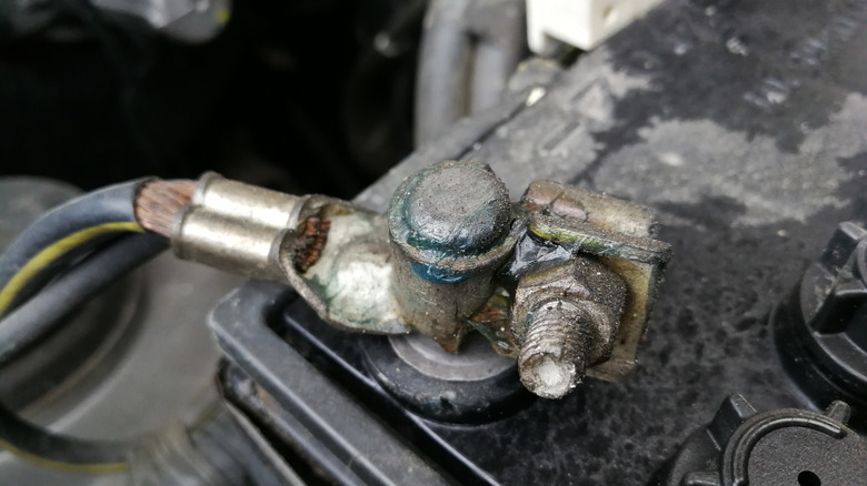 Grease on a car battery's terminal