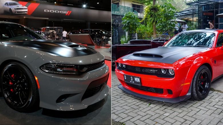 Dodge Charger Scat Pack and Red Challenger Hellcat