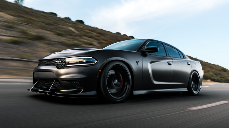Dodge Hellcat modded on highway