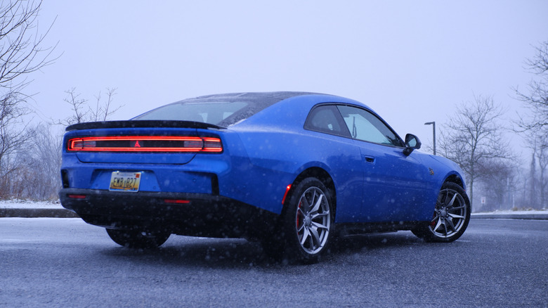 2026 Dodge Charger Daytona rear view in snow