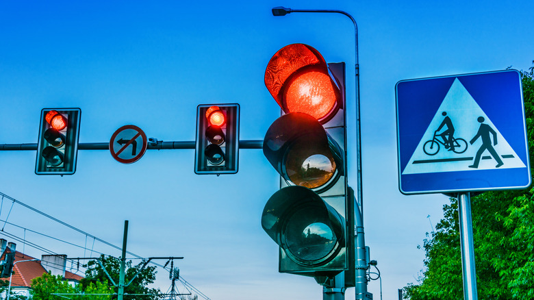 Traffic lights over urban intersection