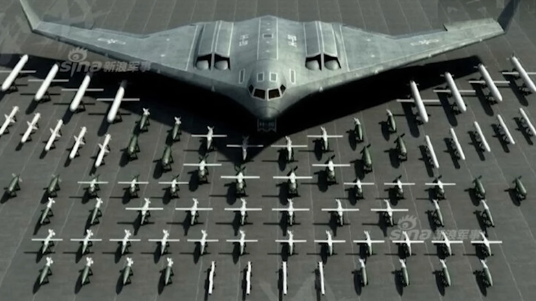 chinese h-20 rendering, parked with its complete arsenal