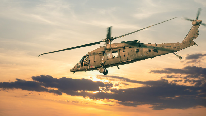 United States military helicopter. Combat US air force