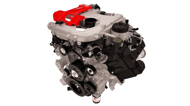 Cummins 5.0 V8 diesel engine on a white background