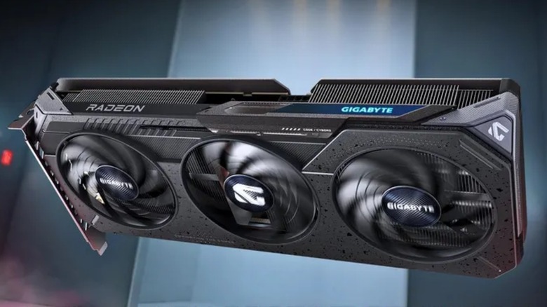 Gigabyte Radeon GPU on graphic background
