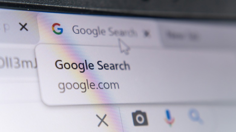 Google search Chrome tab, cursor over tab