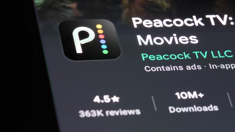 Download page for Peacock streaming service
