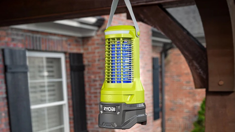 Ryobi Bug Zapper hung outdoors