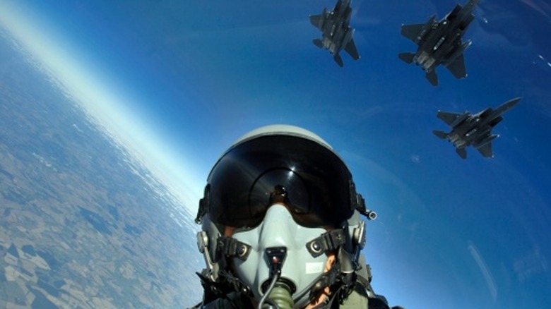 A pilot with the 492nd Fighter Squadron practicing basic surface attack techniques.