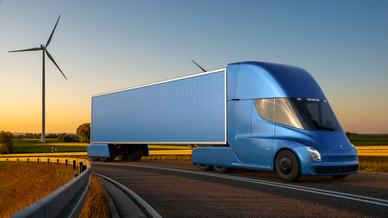 Tesla Semi driving highway