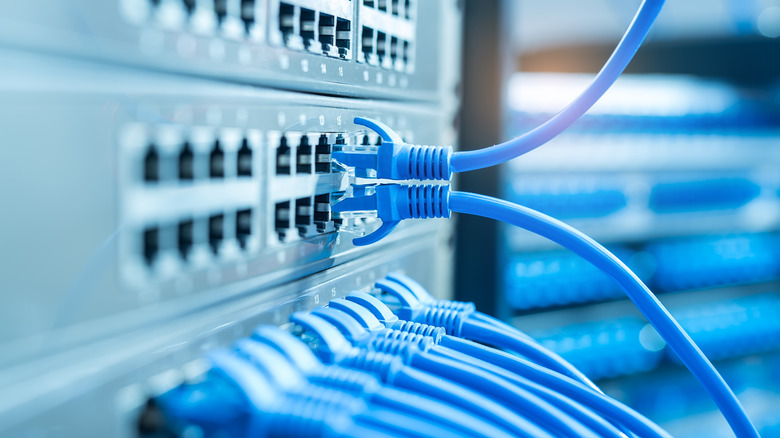 Ethernet connections on the backside of the router.