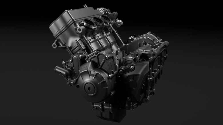 Yamaha CP3 engine on a black background