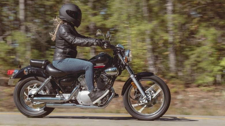 2024 Yamaha V Star 250 on a wooded roadway