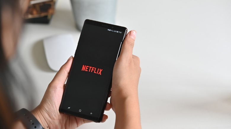 Samsung phone running Netflix