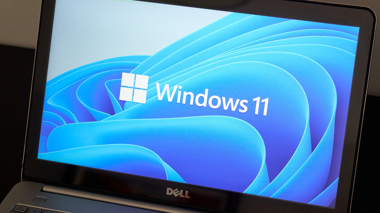 Windows 11 logo on a Dell laptop