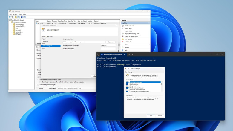 Creating a task in Task Scheduler to automate Disk Cleanup on Windows 11