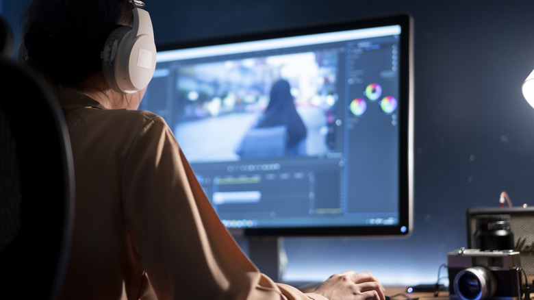 A person editing media on a computer