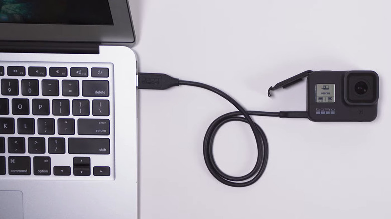 GoPro connected to laptop with webcam mode enabled