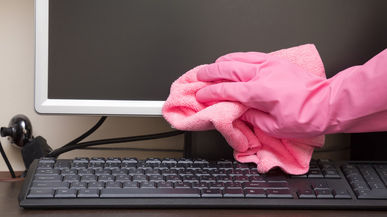 wiping powered down computer screen
