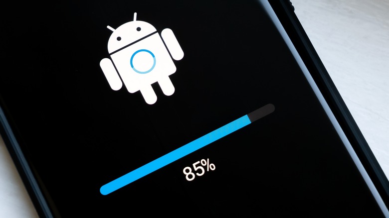 Android OS updating status screen