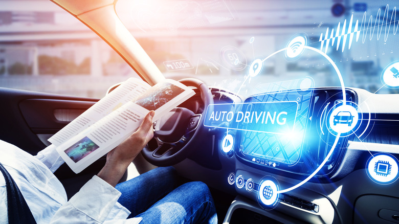 Concept of a self-driving car.