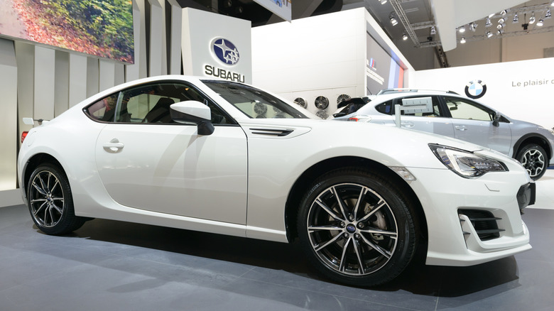 Subaru BRZ compact coupe sports car on display