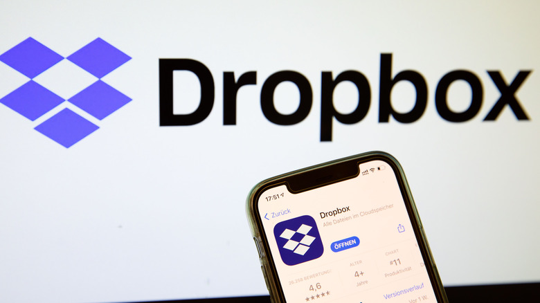 Dropbox logo on a display.