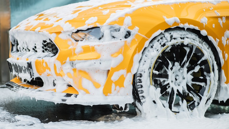 cleaning a car
